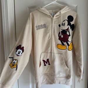 Disney Cream Hoodie with Mickey and Friends Embroidery